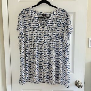 2016 Torrid x Hello Kitty Sheer Blue/White Bows Flare Sleeves Blouse